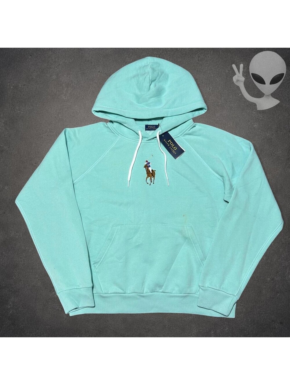 Polo Ralph Lauren Big Pony Hoodie Women's XL Sky Blue with Tags
